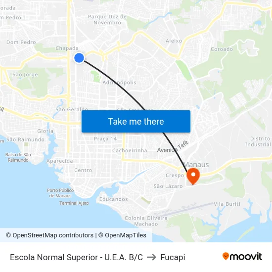 Escola Normal Superior - U.E.A. B/C to Fucapi map