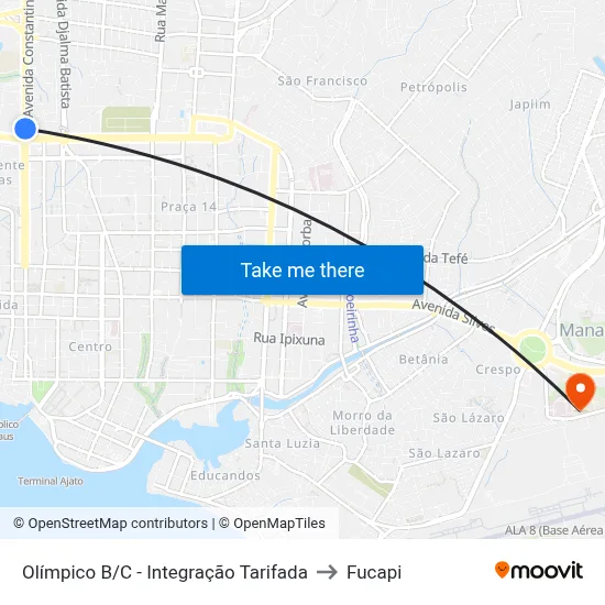 Olímpico B/C - Integração Tarifada to Fucapi map