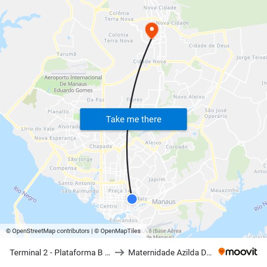 Terminal 2 - Plataforma B - ➏ Sentido Bairro to Maternidade Azilda Da Silva Marreiro map