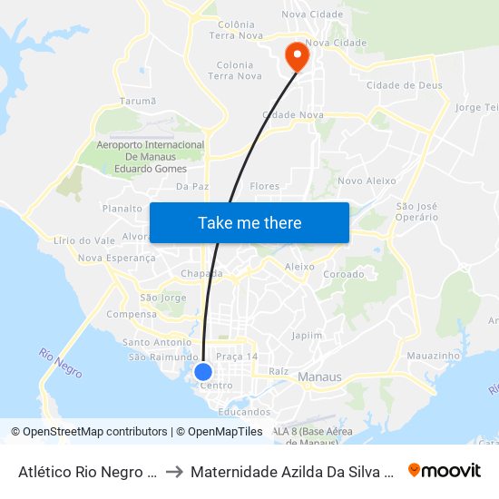 Atlético Rio Negro Clube to Maternidade Azilda Da Silva Marreiro map