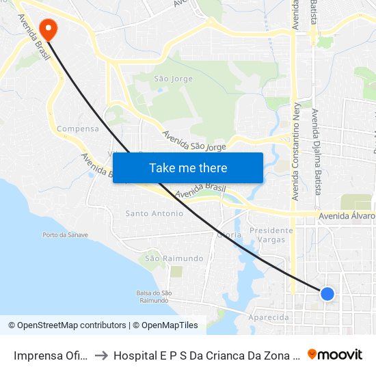 Imprensa Oficial to Hospital E P S Da Crianca Da Zona Oeste map