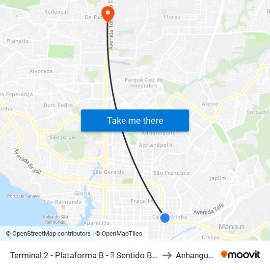 Terminal 2 - Plataforma B - ➒ Sentido Bairro to Anhanguera map