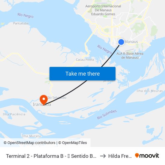 Terminal 2 - Plataforma B - ➐ Sentido Bairro to Hilda Freire map