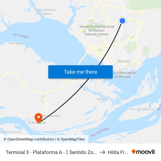 Terminal 3 - Plataforma A - ➍ Sentido Zona Oeste to Hilda Freire map