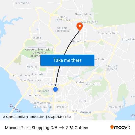 Manaus Plaza Shopping C/B to SPA Galileia map