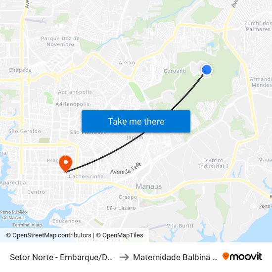 Setor Norte - Embarque/Desembarque to Maternidade Balbina Mestrinho map