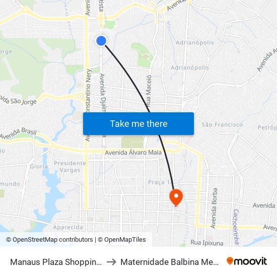 Manaus Plaza Shopping C/B to Maternidade Balbina Mestrinho map