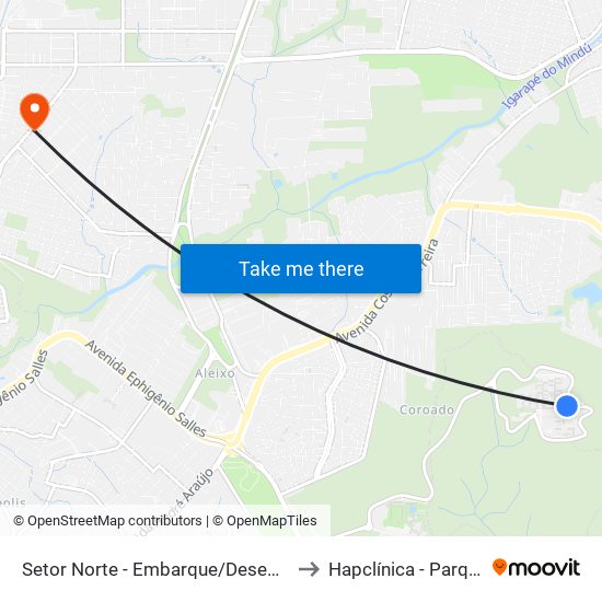 Setor Norte - Embarque/Desembarque to Hapclínica - Parque 10 map