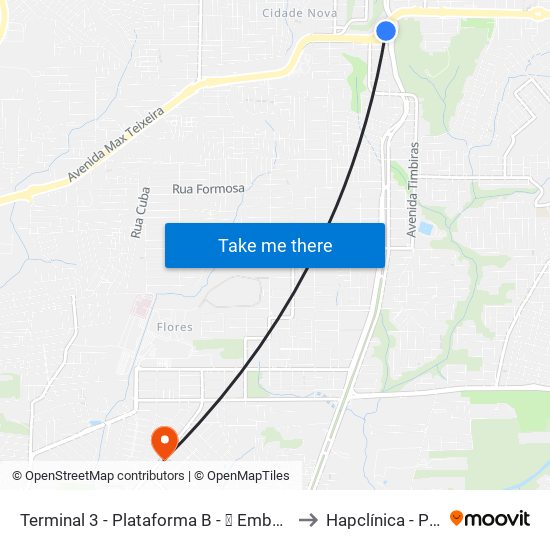 Terminal 3 - Plataforma B - ➓ Embarque Cachoeirinha to Hapclínica - Parque 10 map