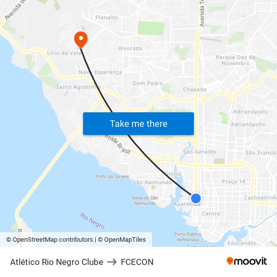 Atlético Rio Negro Clube to FCECON map