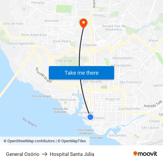 General Osório to Hospital Santa Júlia map