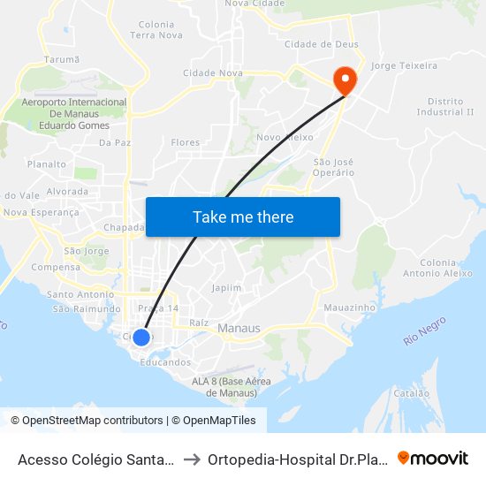 Acesso Colégio Santa Dorotéia to Ortopedia-Hospital Dr.Platao Araujo map