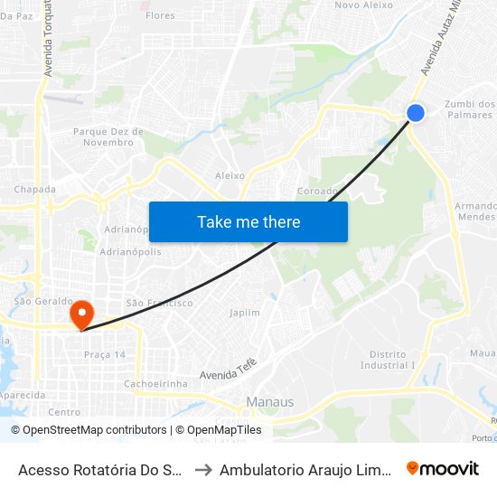 Acesso Rotatória Do São José B/C to Ambulatorio Araujo Lima - Boulevard map