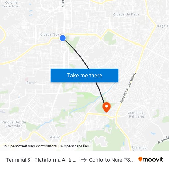 Terminal 3 - Plataforma A - ➍ Sentido Zona Oeste to Conforto Nure PSC Zona Leste. map