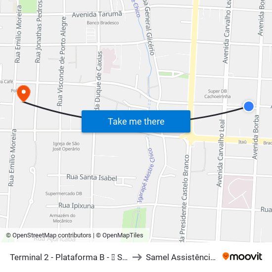 Terminal 2 - Plataforma B - ➐ Sentido Bairro to Samel Assistência Medica map