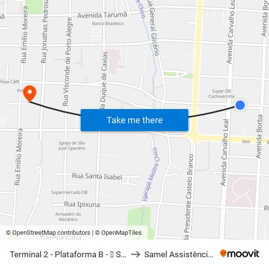 Terminal 2 - Plataforma B - ➒ Sentido Bairro to Samel Assistência Medica map