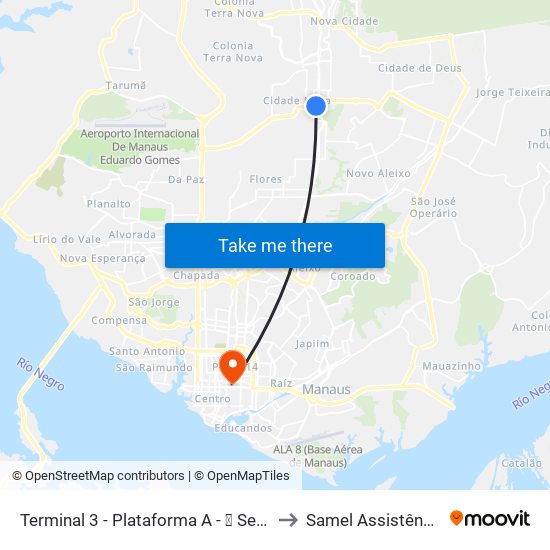 Terminal 3 - Plataforma A - ➍ Sentido Zona Oeste to Samel Assistência Medica map