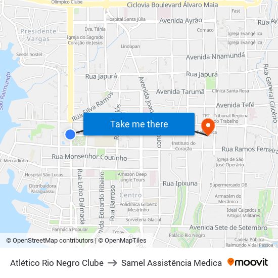 Atlético Rio Negro Clube to Samel Assistência Medica map