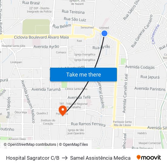 Hospital Sagratcor C/B to Samel Assistência Medica map