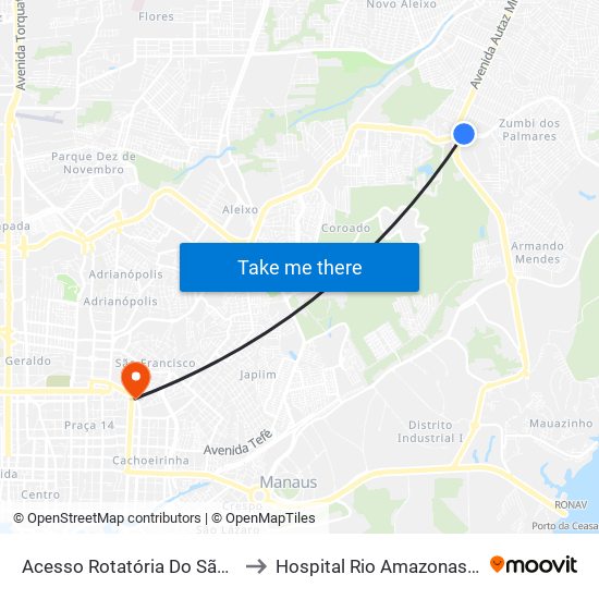 Acesso Rotatória Do São José B/C to Hospital Rio Amazonas - Hapvida map