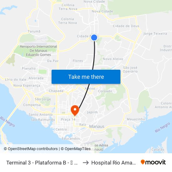Terminal 3 - Plataforma B - ➓ Embarque Cachoeirinha to Hospital Rio Amazonas - Hapvida map