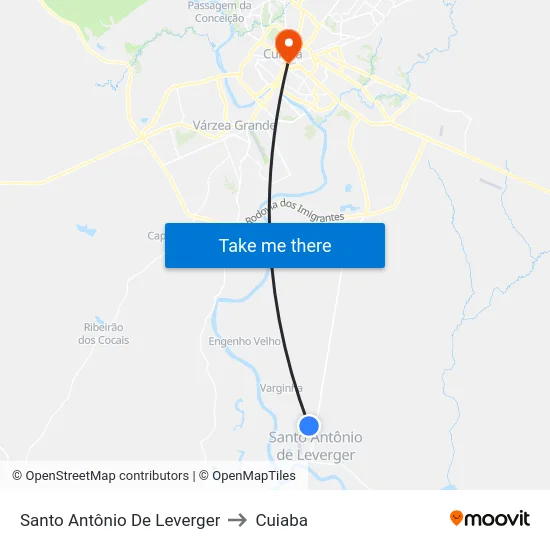 Santo Antônio De Leverger to Cuiaba map