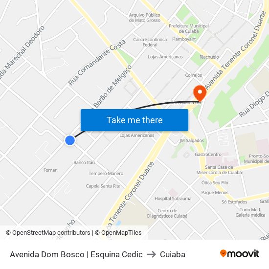 Avenida Dom Bosco | Esquina Cedic to Cuiaba map