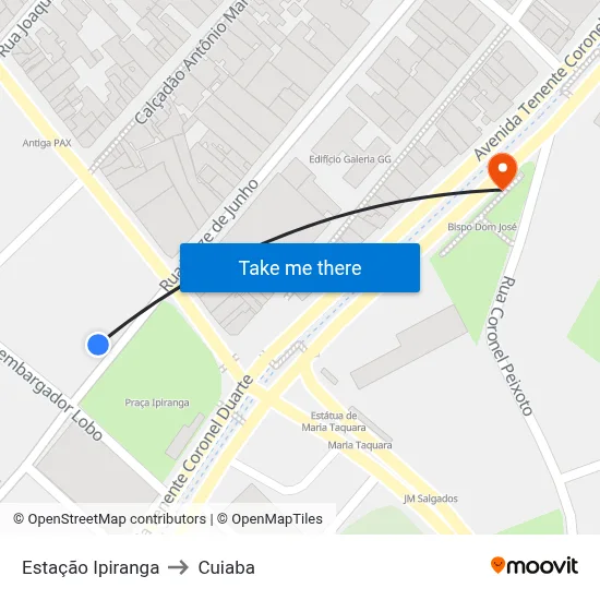 Estação Ipiranga to Cuiaba map