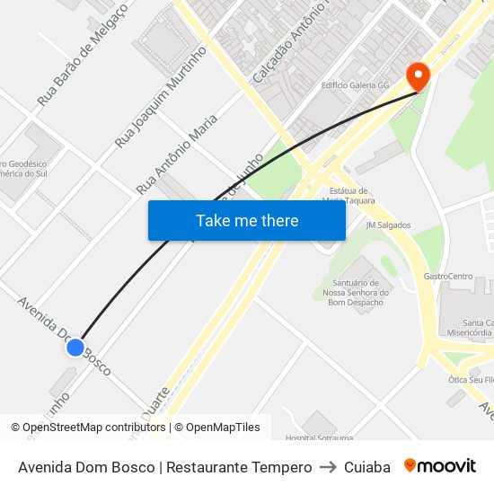 Avenida Dom Bosco | Restaurante Tempero to Cuiaba map