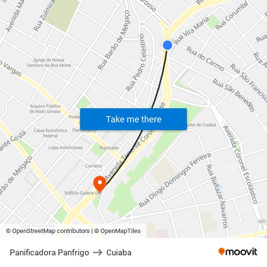Panificadora Panfrigo to Cuiaba map