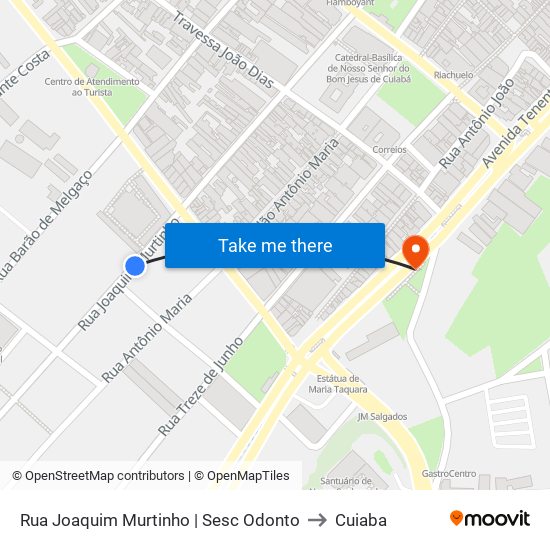 Rua Joaquim Murtinho | Sesc Odonto to Cuiaba map