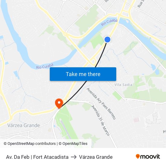 Av. Da Feb | Fort Atacadista to Várzea Grande map