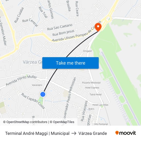 Terminal André Maggi | Municipal to Várzea Grande map