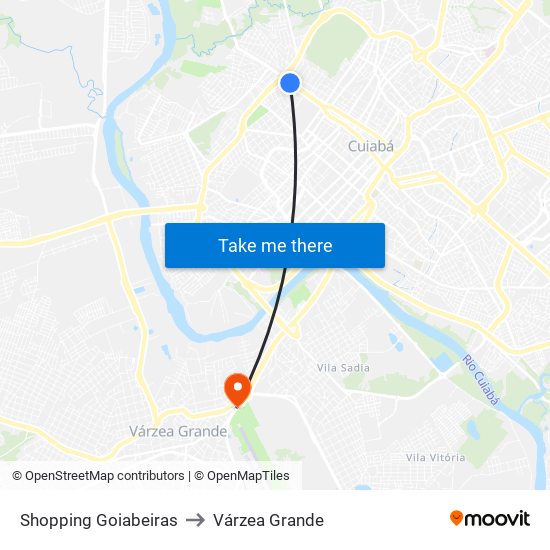 Shopping Goiabeiras to Várzea Grande map