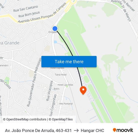 Av. João Ponce De Arruda, 463-431 to Hangar CHC map