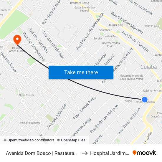 Avenida Dom Bosco | Restaurante Tempero to Hospital Jardim Cuiabá map