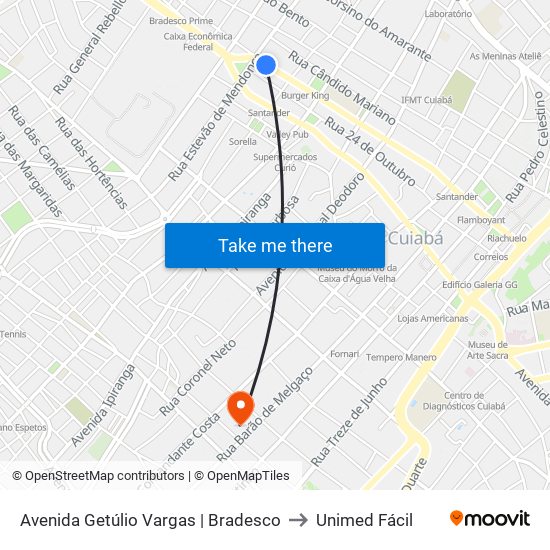 Avenida Getúlio Vargas | Bradesco to Unimed Fácil map