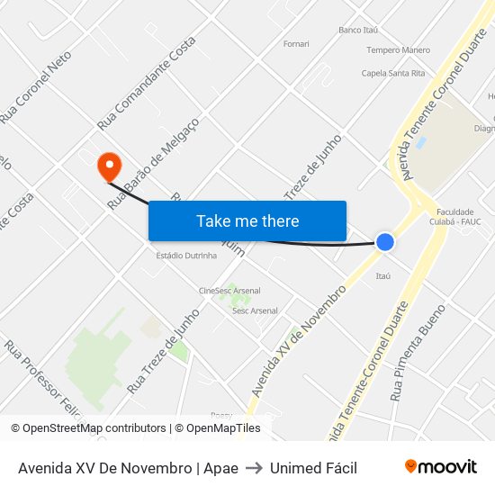 Avenida XV De Novembro | Apae to Unimed Fácil map