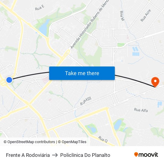 Frente A Rodoviária to Policlínica Do Planalto map