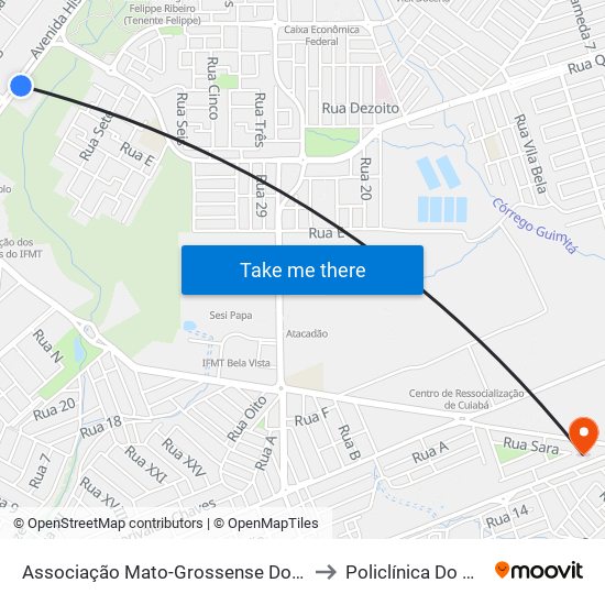 Associação Mato-Grossense Dos Municípios to Policlínica Do Planalto map