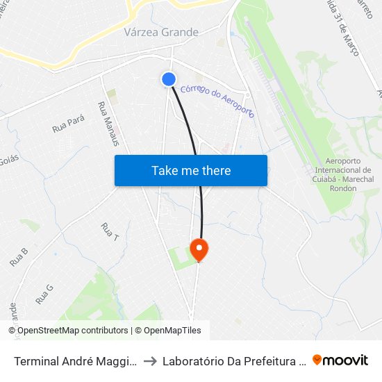 Terminal André Maggi | Intermunicipal to Laboratório Da Prefeitura De Várzea Grande map