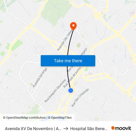 Avenida XV De Novembro | Apae to Hospital São Benedito map