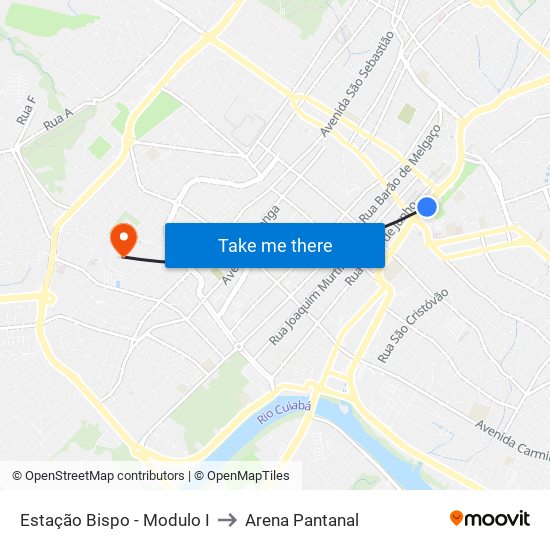 Estação Bispo - Modulo I to Arena Pantanal map