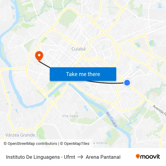 Instituto De Linguagens - Ufmt to Arena Pantanal map
