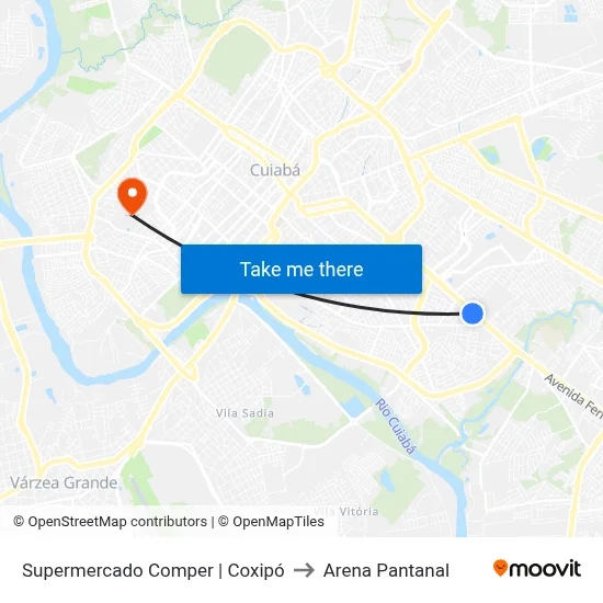 Supermercado Comper | Coxipó to Arena Pantanal map