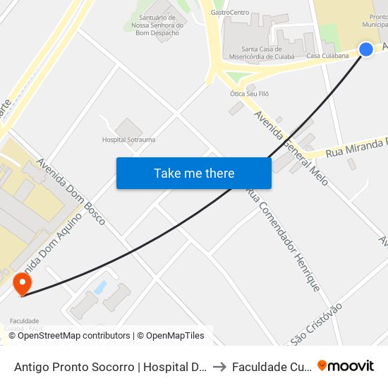 Antigo Pronto Socorro | Hospital De Referência A Covid-19 to Faculdade Cuiabá - Fauc map