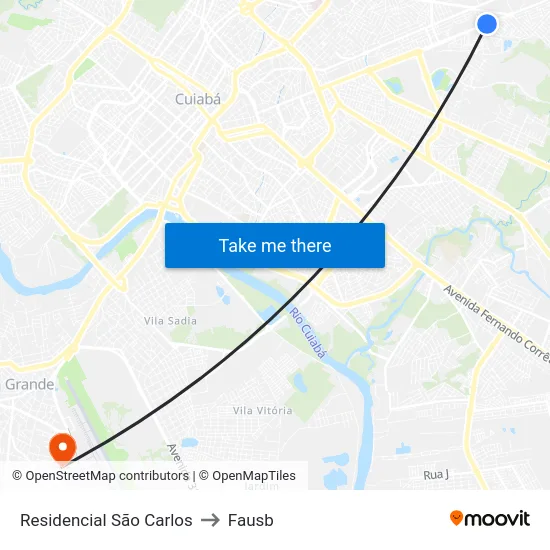 Residencial São Carlos to Fausb map