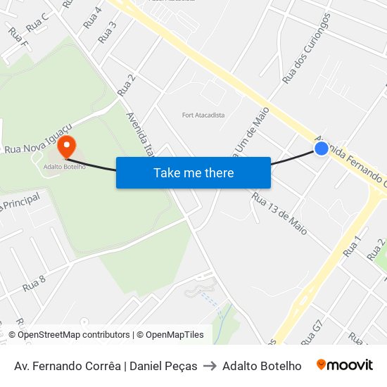 Av. Fernando Corrêa | Daniel Peças to Adalto Botelho map