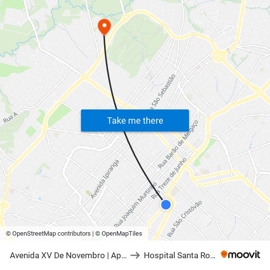 Avenida XV De Novembro | Apae to Hospital Santa Rosa map