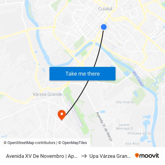 Avenida XV De Novembro | Apae to Upa Várzea Grande map